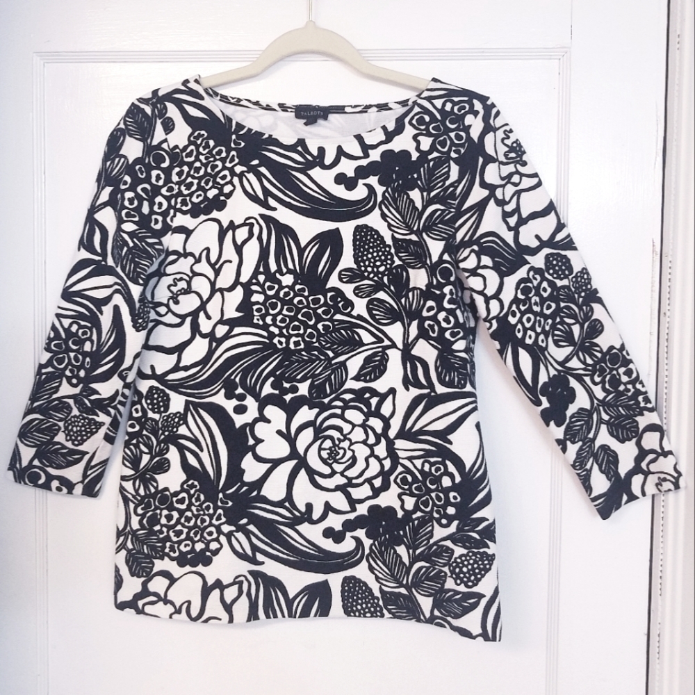 Talbots Textured 3/4 Sleeve Top